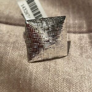 Square Woven Design Ring Sterling Silver 925 Size 5 1/2 New!
